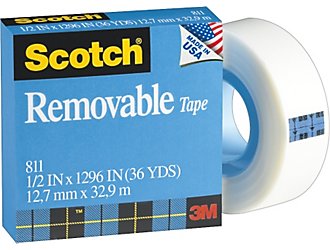 TAPE 811 RMVBL 1IN CR 1/2X36YD