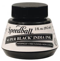 SPEEDBALL SUPER BLACK INDIA INK 2 OZ
