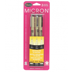 MICRON PEN 3 SET BLACK ASSORTED SIZES