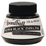 SPEEDBALL SUPER BLACK INDIA INK 2 OZ